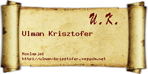 Ulman Krisztofer névjegykártya